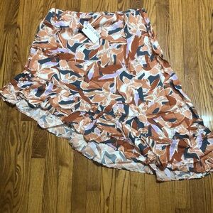 Nine West Orange and Blue Wrap Midi Skirt